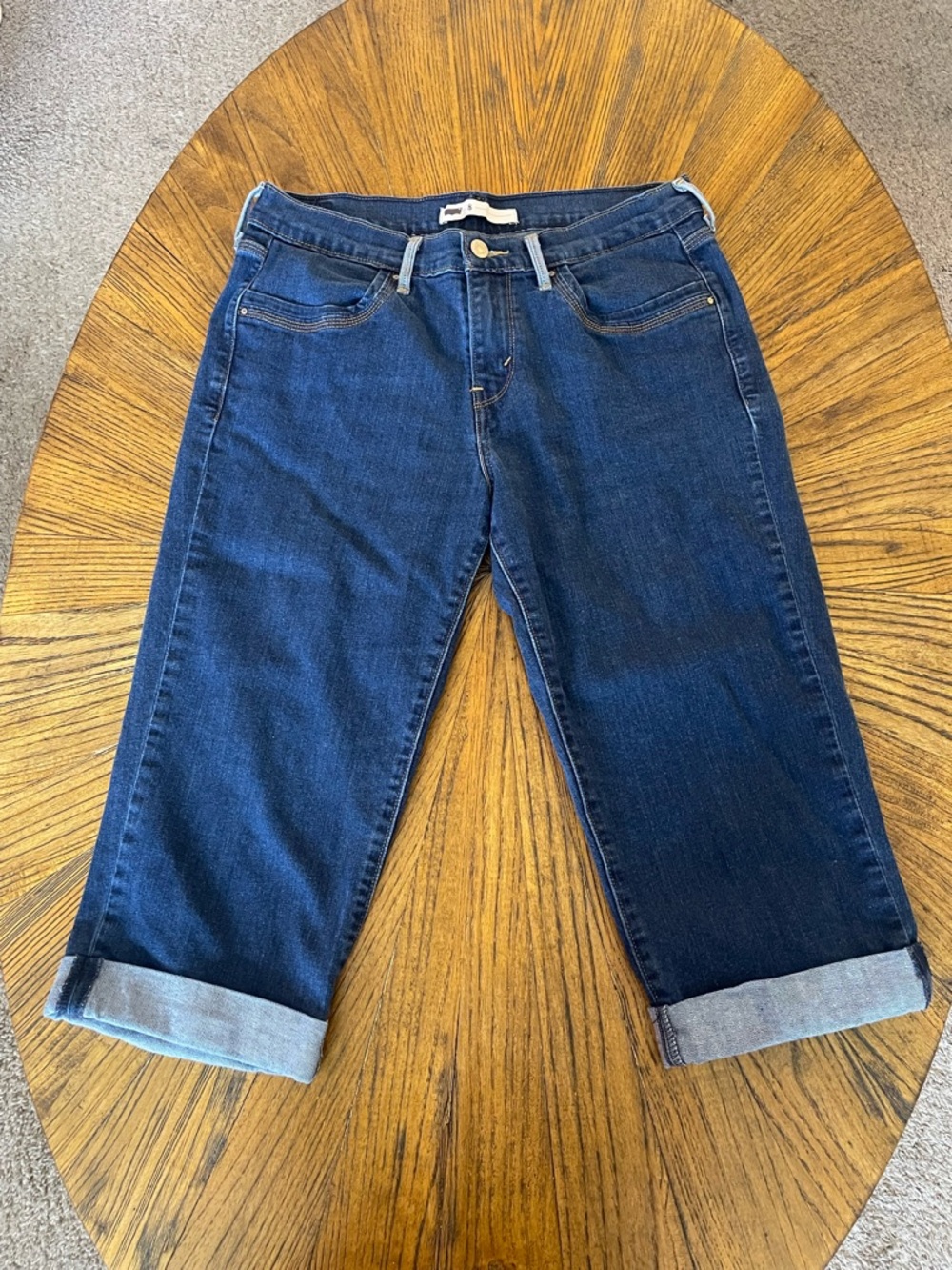 Levi's Dark Blue Cropped Roll-Cuff Jeans